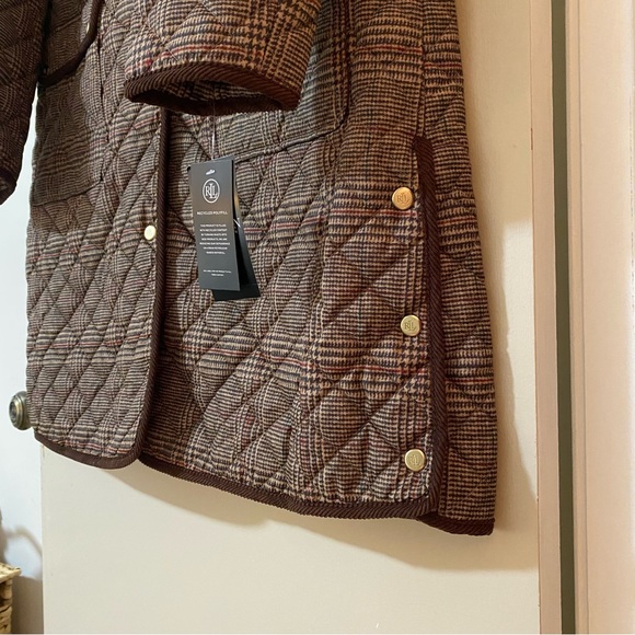 Corduroy-Trim Glen Plaid Quilted Snap Front Jacket - Ralph Lauren - Picture 10 of 14